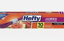 Hefty Slider Large/Jumbo Storage Bags 2.5 Gallon,10 Count - SHIPS FAST !!!