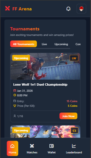 Fully Developed Free Fire Tournament Website | Mobile Friendly | Vercel Hosted | Ready to Sell