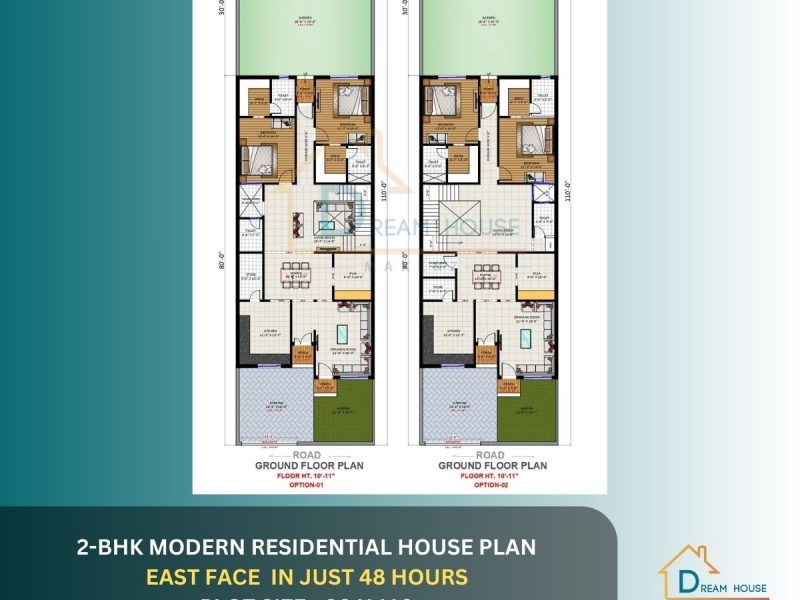 2-BHK East Facing Modern House Plan
