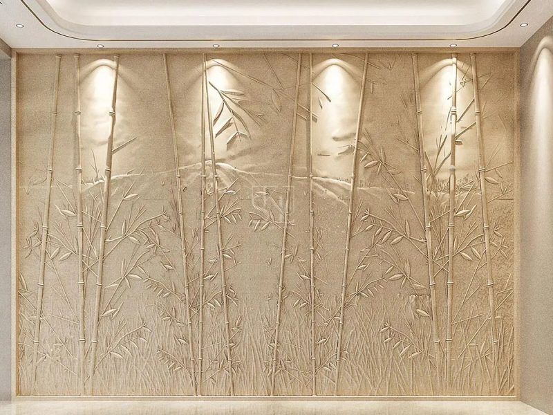 Botanical Bamboo Pattern Wall Cladding by Stone Art By SKL