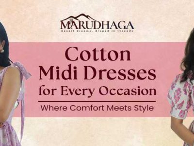 Stylish Cotton Midi Dress for Women – Soft & Elegant