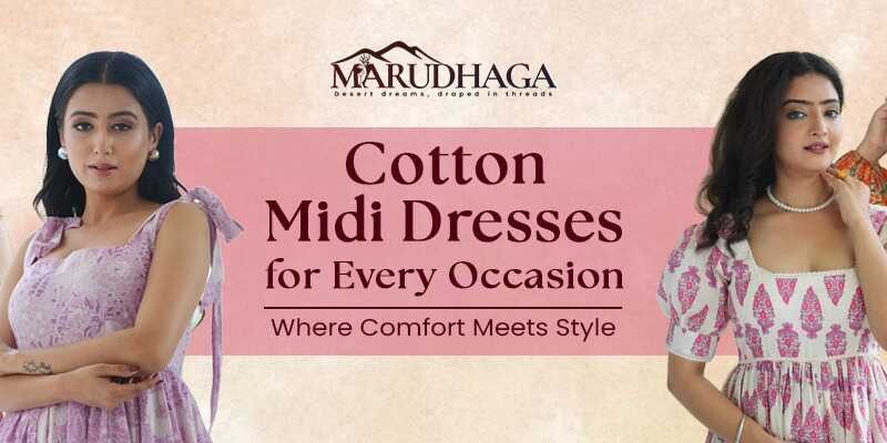 Stylish Cotton Midi Dress for Women – Soft & Elegant