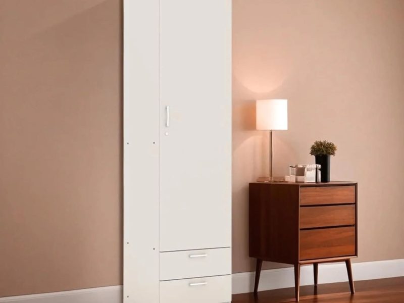 Buy Single Door Wardrobe Online | Buy Brown Wooden Wardrobe with Mirror Online - Caspian Furniture