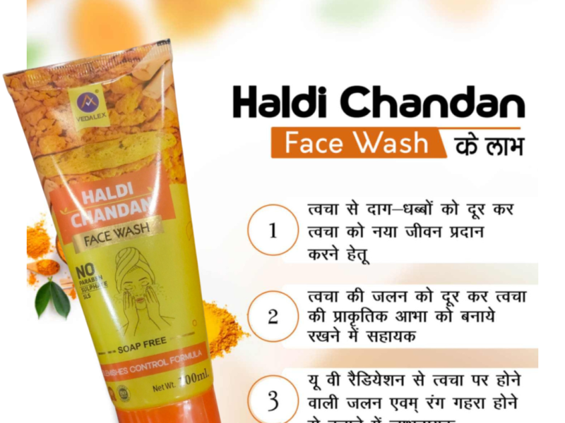 Elegantra Haldi Chandan Facewash (100ml) pack of 1- Turmeric & Sandalwood Skin Brightening Cleanser | Ayurvedic Tan Removal & Glow Formula