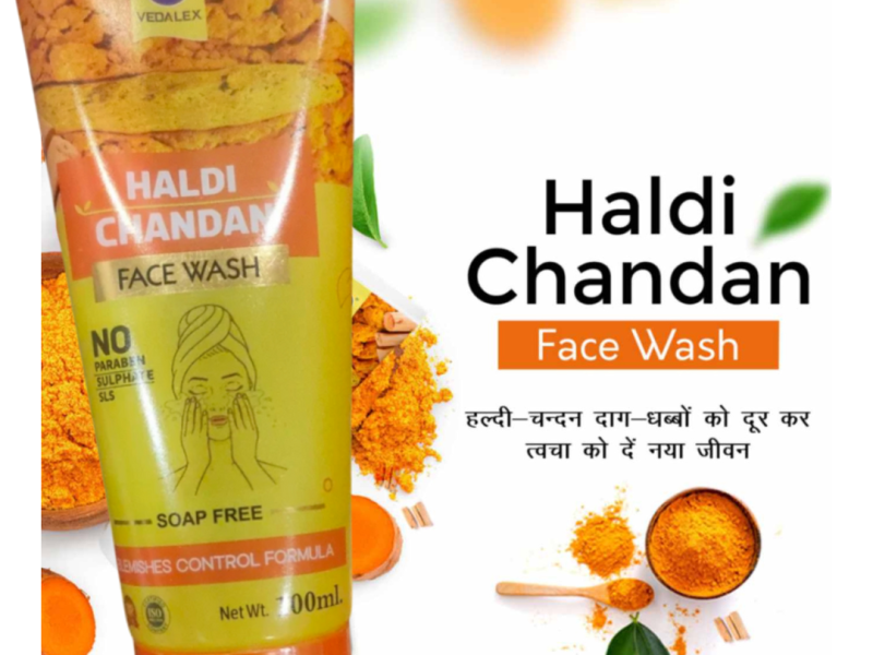 Elegantra Haldi Chandan Facewash (100ml) pack of 1- Turmeric & Sandalwood Skin Brightening Cleanser | Ayurvedic Tan Removal & Glow Formula