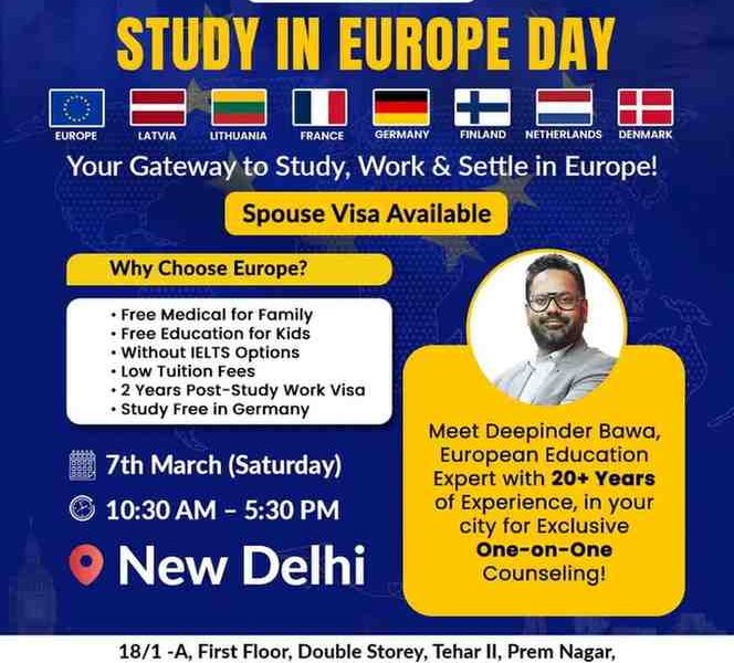 Study in Europe Day – Exclusive One-on-One Counselling Event in New Delhi