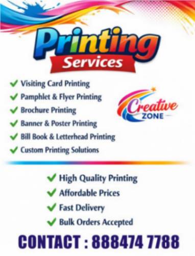 Creative Zone | Visiting Cards Flyers Brochure Printing Done | Call Now | 425