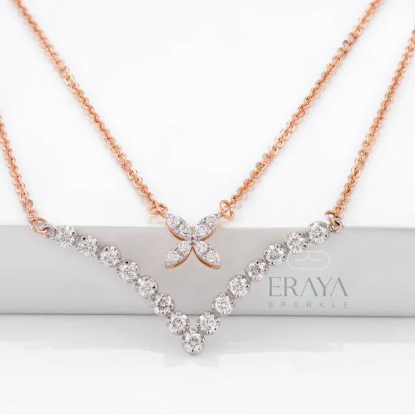 V Shaped Diamond Necklace | Modern Labgrown Jewellery Design