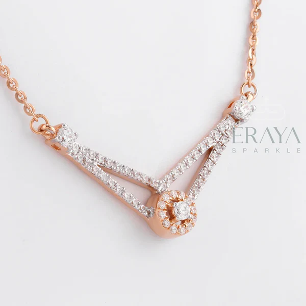 V Shaped Diamond Necklace | Modern Labgrown Jewellery Design