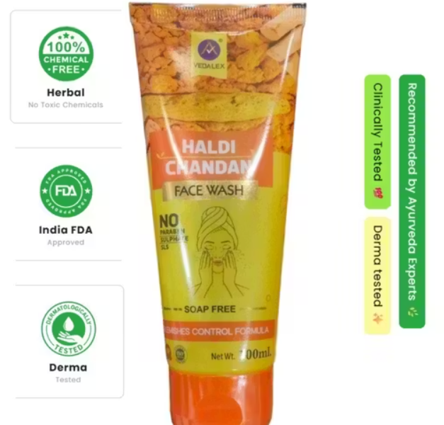 Elegantra Haldi Chandan Facewash (100ml) pack of 1- Turmeric & Sandalwood Skin Brightening Cleanser | Ayurvedic Tan Removal & Glow Formula