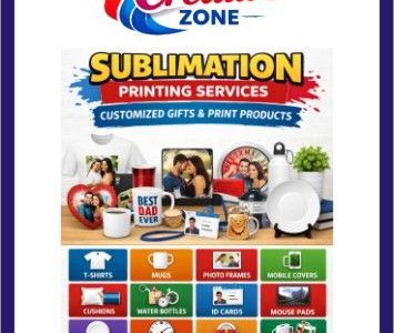 Creative Zone | 8884747788 | Sublimation Printing – T-Shirts Mugs & Gifts | Contact | 438