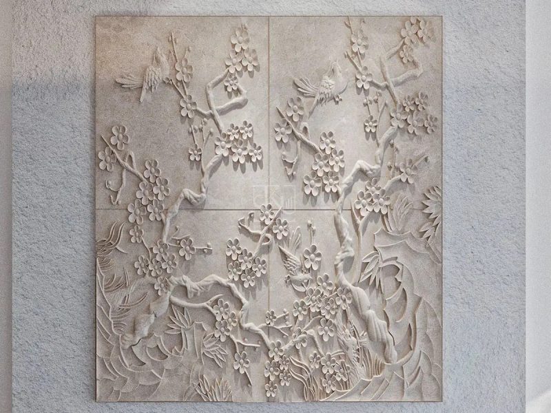 Bird Design Marble & Sandstone Feature Wall by Stone Art By SKL