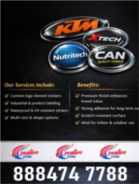 3D Custom logo dome stickers | Metal Doom Stickers | UV-resistant | Creative Zone | 438