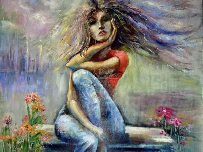 Wind of Thoughts Figurative Reflection Painting