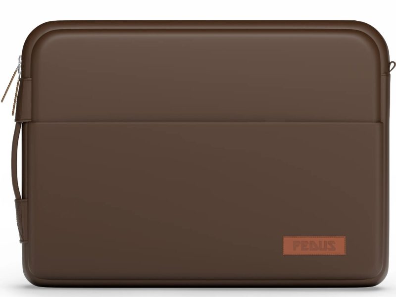 FEDUS ORO Premium Vegan Leather Laptop Sleeve Bag Case, Shockproof Office Laptop Cover Pouch Carrying Bag with Accessory Pocket & Handle for MacBook, HP, Dell, Lenovo, Asus for Men & Women