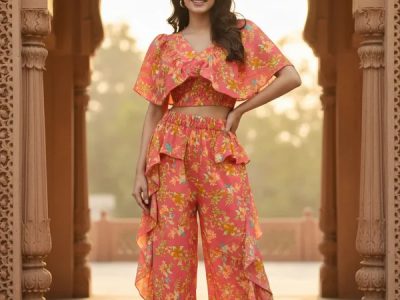 Shop Trendy Women’s Floral Printed Ruffle Co-Ord Set