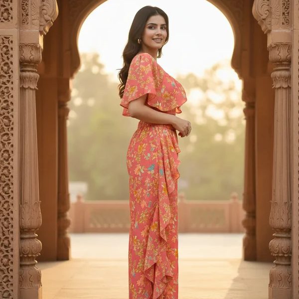 Shop Trendy Women’s Floral Printed Ruffle Co-Ord Set