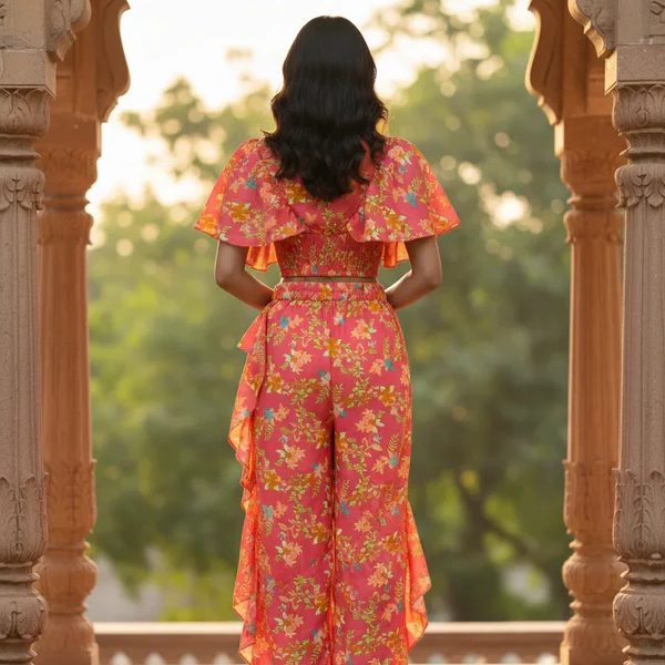 Shop Trendy Women’s Floral Printed Ruffle Co-Ord Set