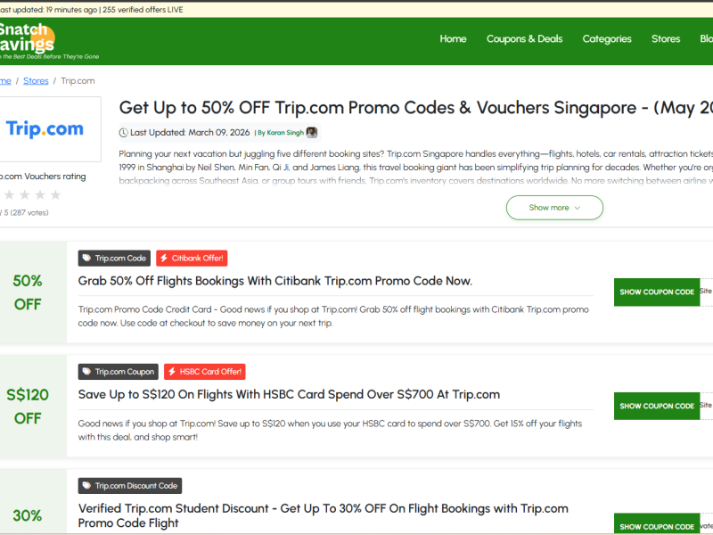 Latest Trip.com Promo Codes - 50% OFF | SnatchSavings Singapore