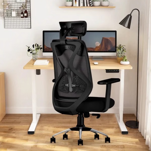 Ergonomic Mesh Office Chair with Headrest & Lumbar Support – Adjustable & Comfortable