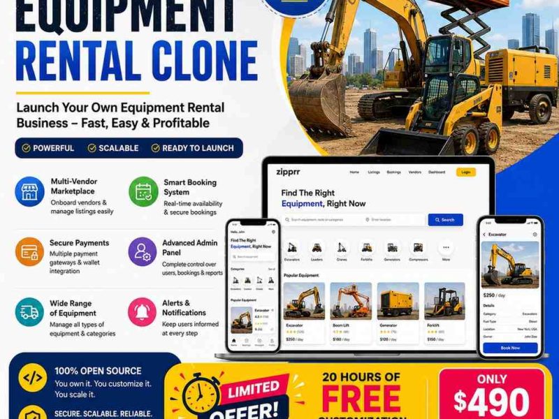 Zipprr Equipment Rental Script — Best Rental Software for 2026