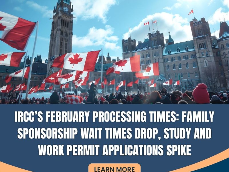 IRCC Feb Processing Times: Sponsorship Up, Study & Work Permits Delayed