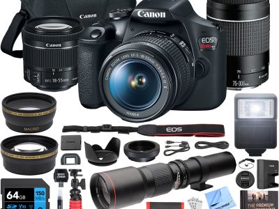 Canon EOS Rebel T7 DSLR Camera w/ 18-55mm IS II + 75-300mm III Dual Lens Pro Kit $300 USD