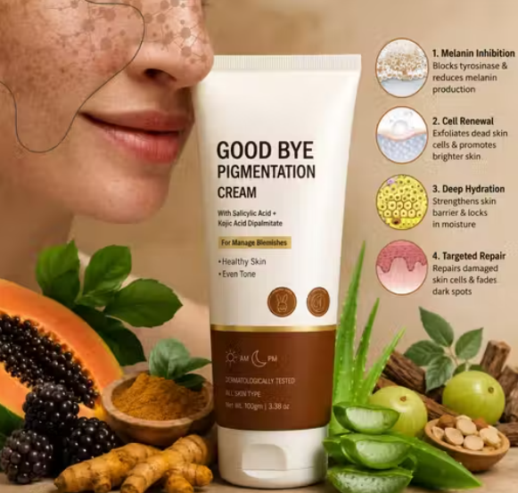Elegantra Hyperpigmentation Cream for Dark Spots & Uneven Skin Tone 100gm | Kojic Acid & Natural Extracts | Pigmentation Removal Cream for Face | Skin Brightening & Blemish Repair Formula Pack of 1