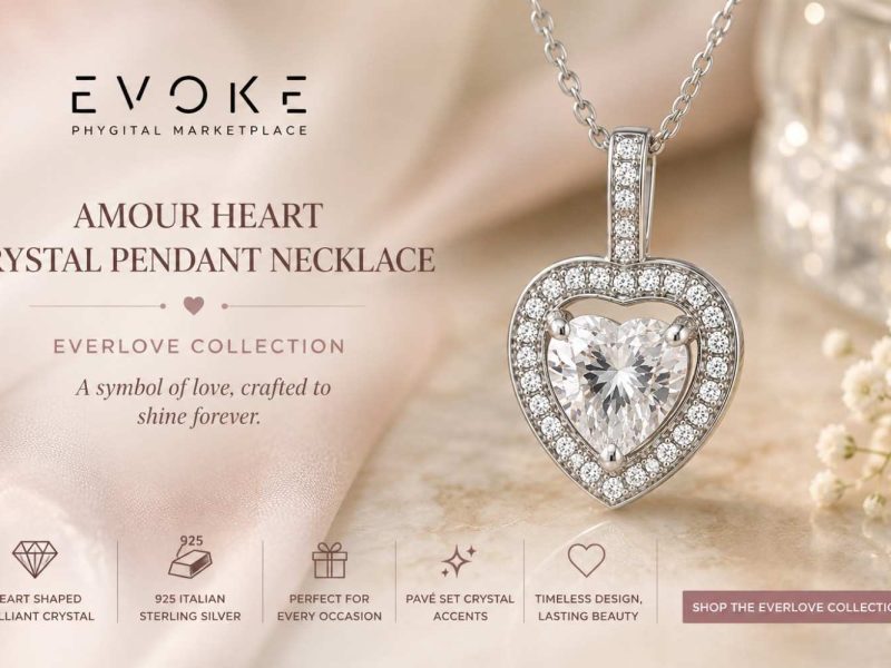 Amour Heart Crystal Pendant Necklace | 925 Sterling Silver Heart Necklace