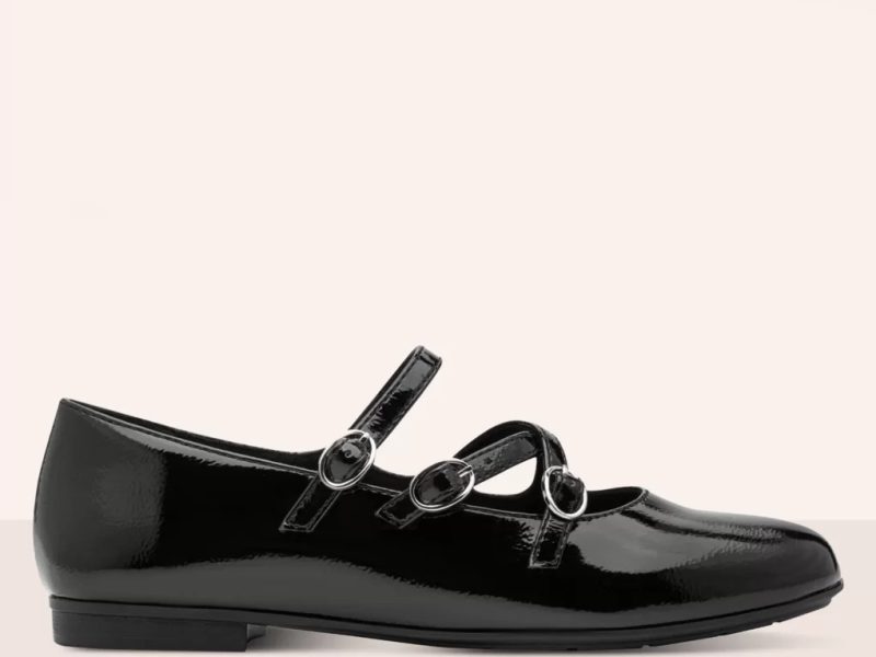 Tamaris City Girl Comfort Gloss ballerina's in zwart - TopVintage NL