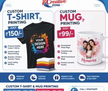 T shirt and Mug Printing Rs. 50/- only | Online Printing Service | Custom printing | 600