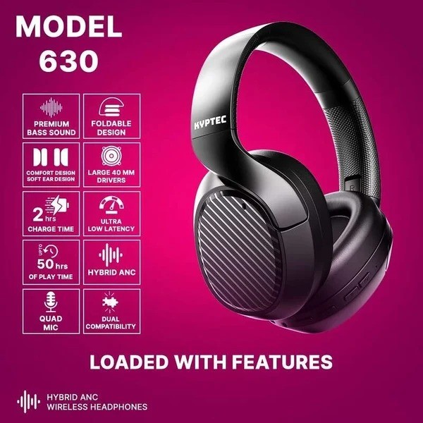 Kyptec LifeStyle® 630 Hybrid ANC Over Ear Headphones with Quad Mic and 50H Playtime