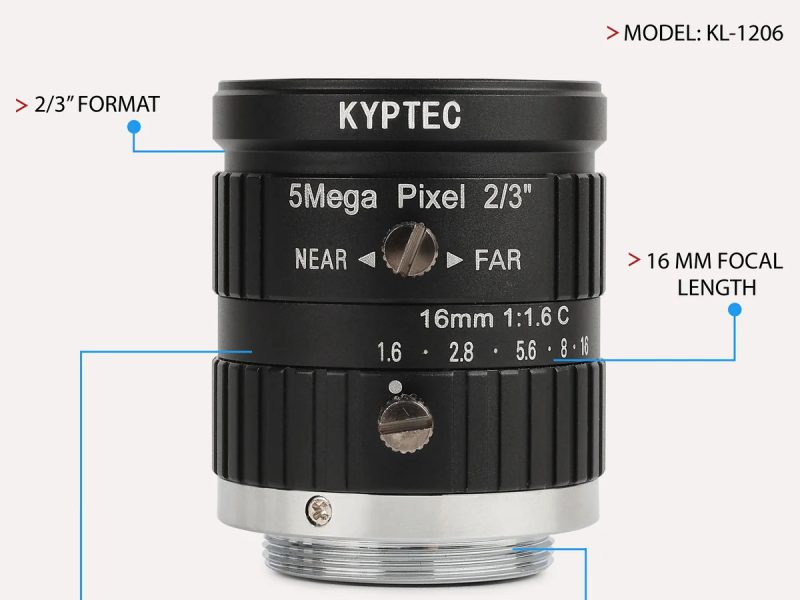 16 MM 5 MP C-Mount Machine Vision Lens for 2/3-Inch Industrial Sensors