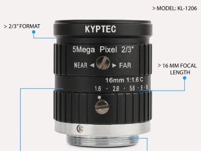 16 MM 5 MP C-Mount Machine Vision Lens for 2/3-Inch Industrial Sensors