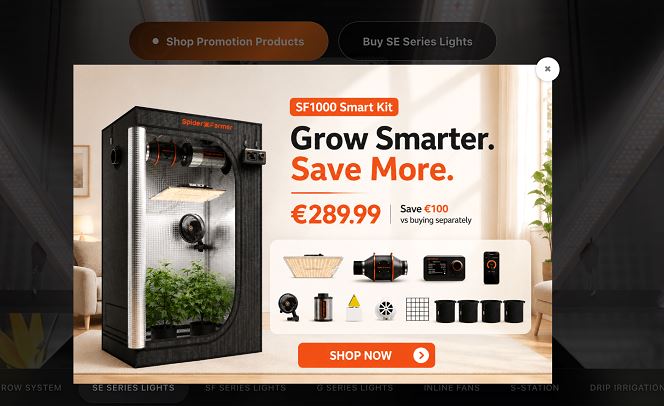 Grow Smarter and Save More – Bis zu 40% Rabatt bei Spider Farmer EU.