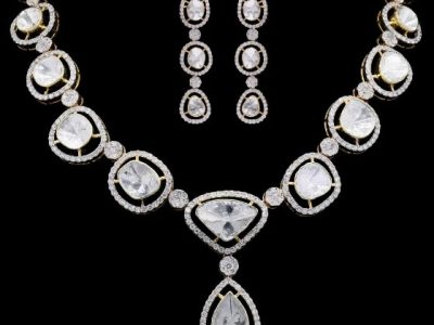 Polki with Round Diamonds Harmony Necklace Set | Elegant Jewellery