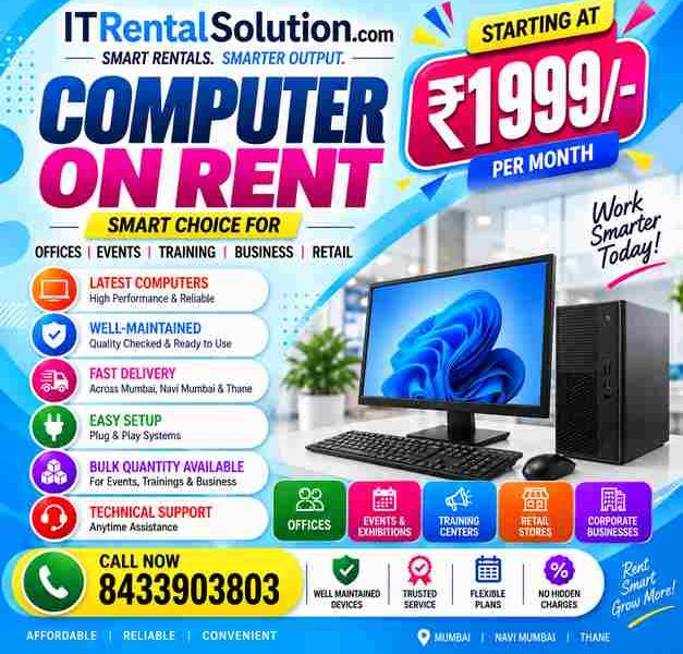 💻 Computer On Rent in Mumbai Starting @ ₹1,999/-