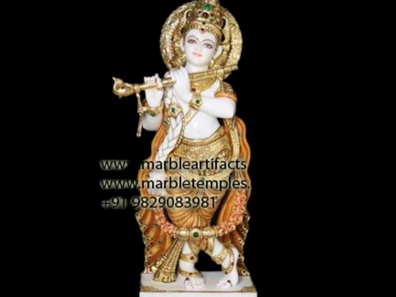 Handcrafted Krishna Marble Statue by Marble Temple