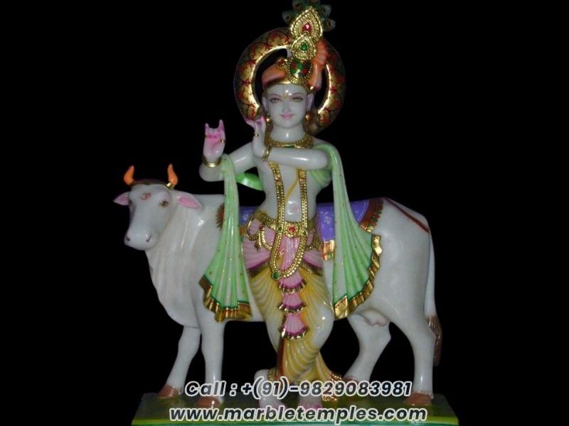 Handcrafted Krishna Marble Statue by Marble Temple