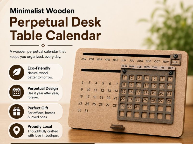 Premium Wooden Table Calendar from Corporate Gifts Manufacturer in Jodhpur