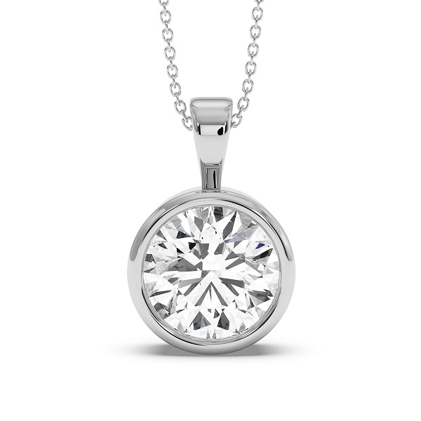 1ct Round Rubover Diamond Pendant