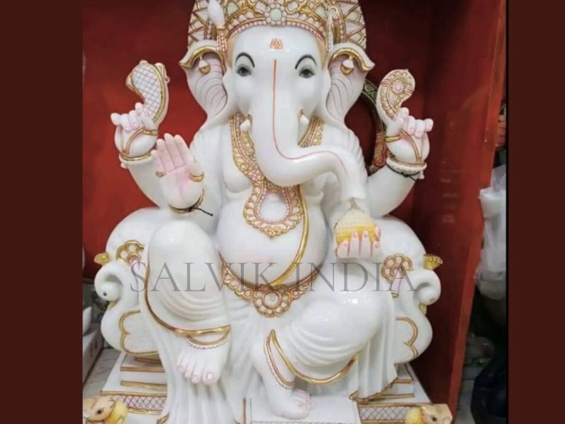 Marble Ganesh Ji Statue – Handcrafted Marble Ganpati Murti