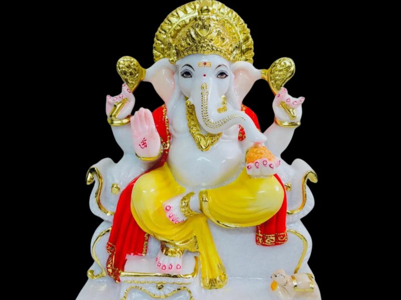 Marble Ganesh Ji Statue – Handcrafted Marble Ganpati Murti