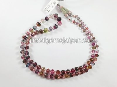Natural Watermelon Tourmaline Smooth Rondelle Beads