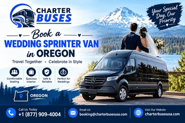 Book a wedding sprinter van in Oregon, USA