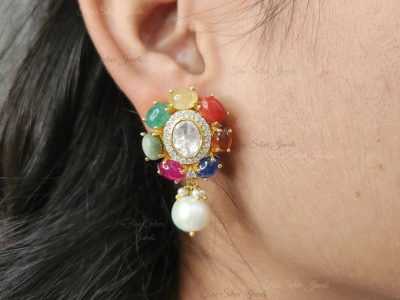 925 Silver Dhriti Navratan Earring