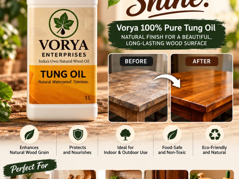 Vorya Tung Oil for Natural Wood Finish & Shine