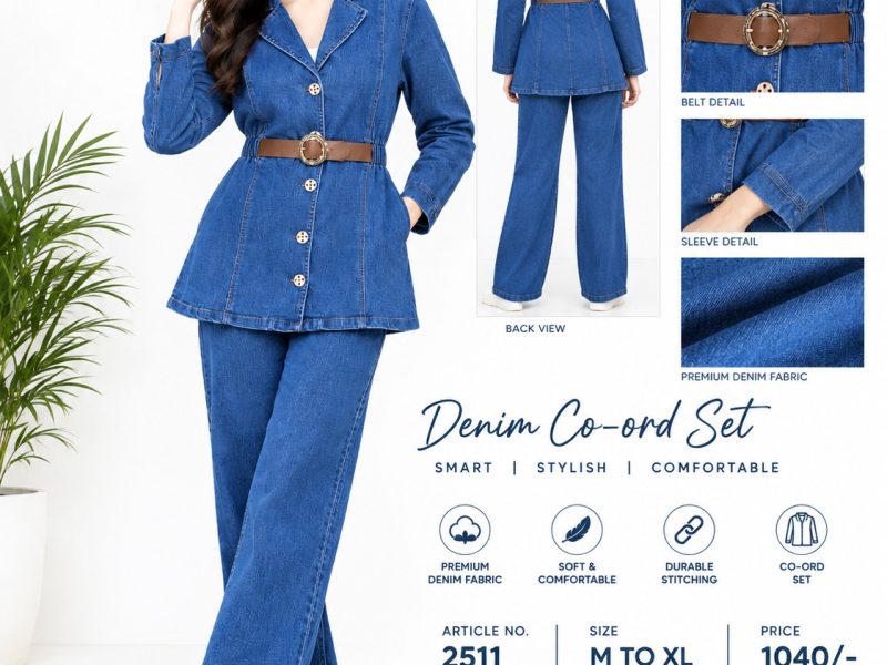 BLUE18 Smart & Stylish Denim Co-ord Set with Belt – Article 2511