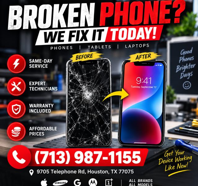 H Wireless Phone Repair – Same-Day iPhone & Samsung Screen, Battery & Charging Port Repair in Houston